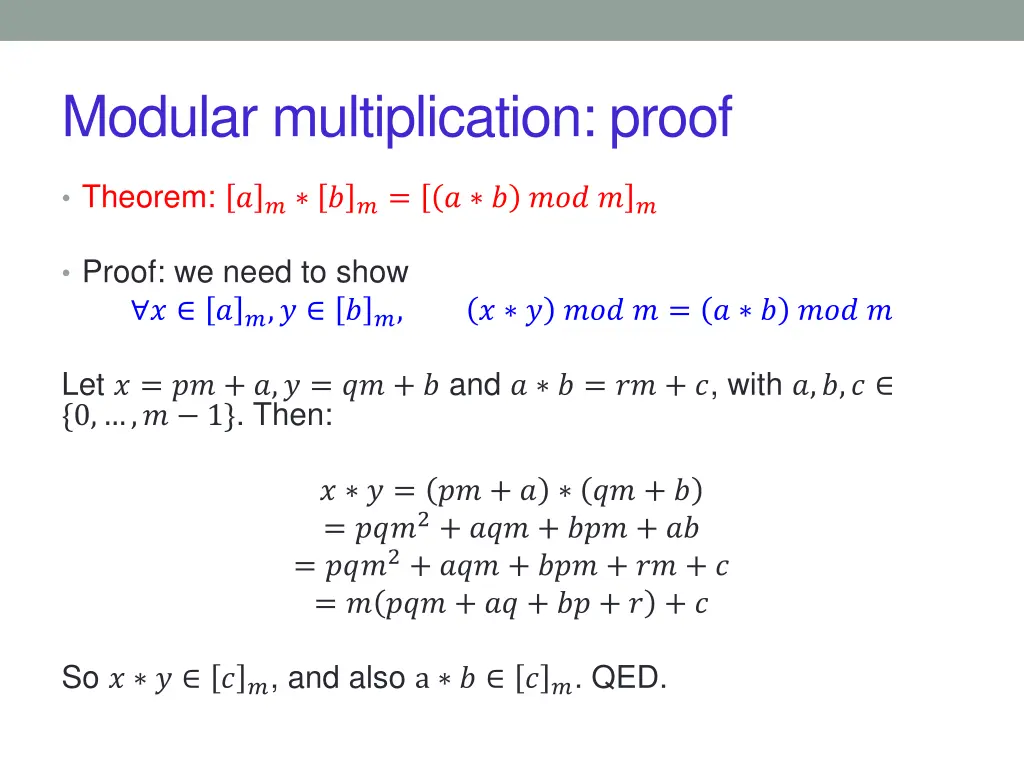 modular multiplication proof