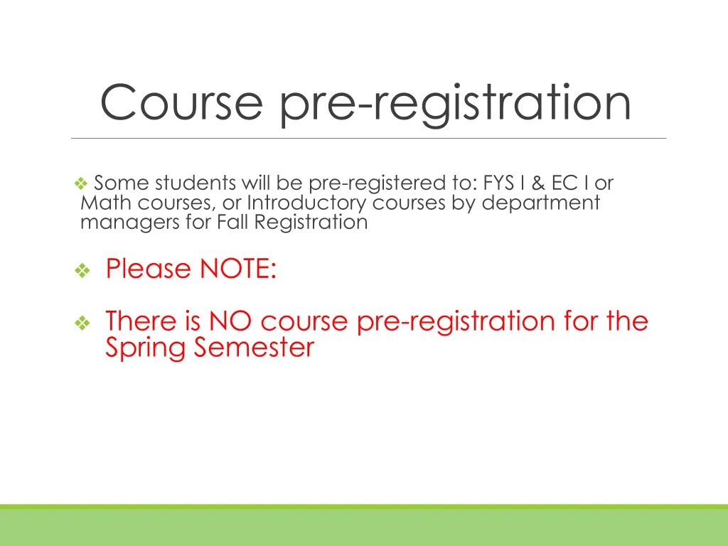 course pre registration