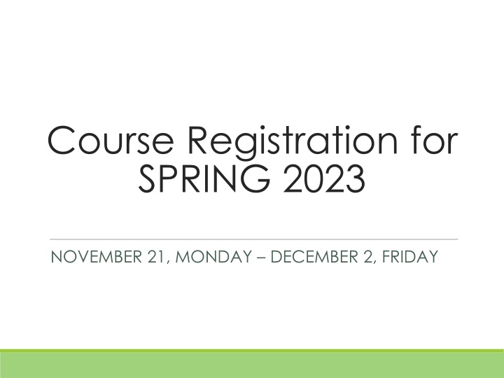course registration for spring 2023
