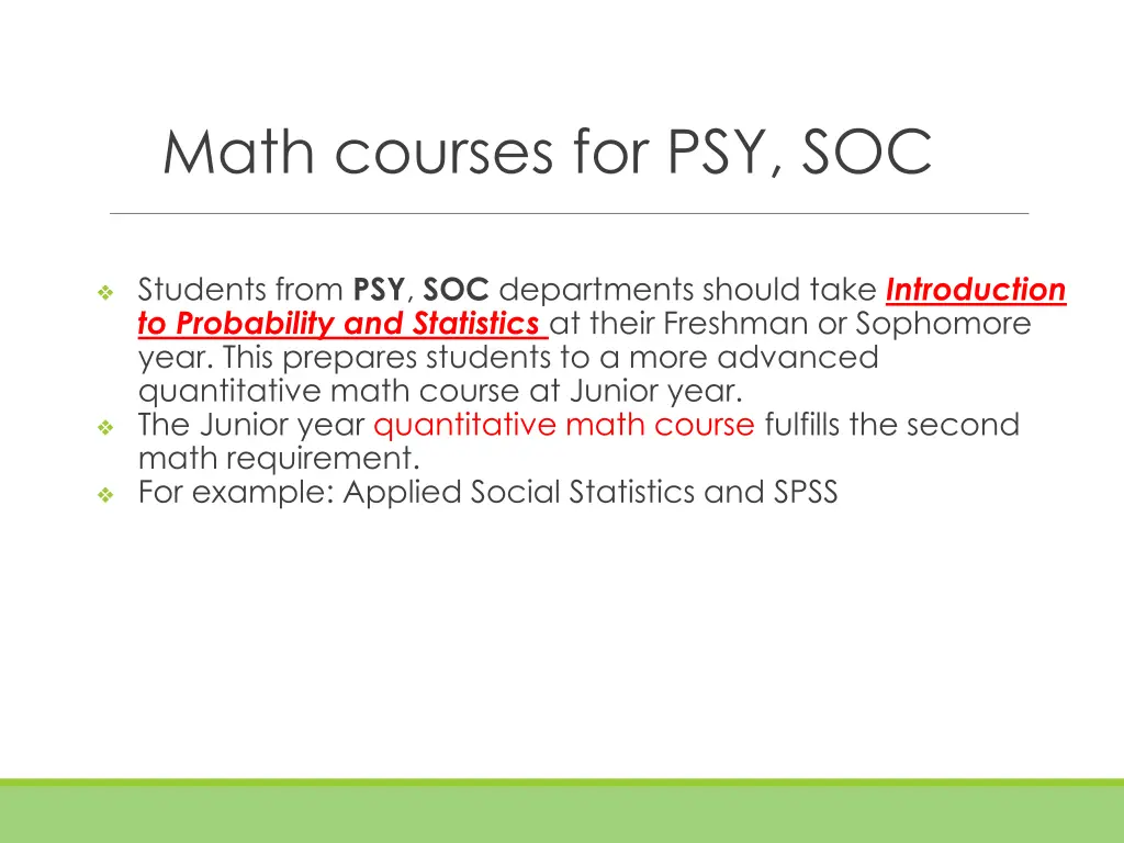 math courses for psy soc