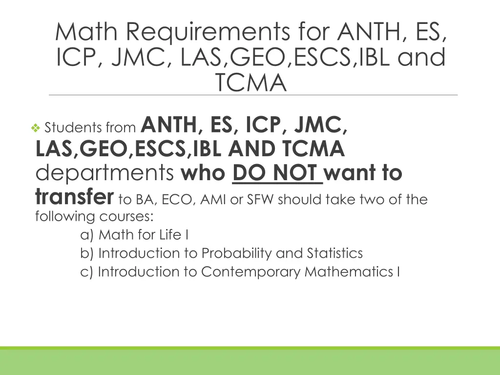 math requirements for anth