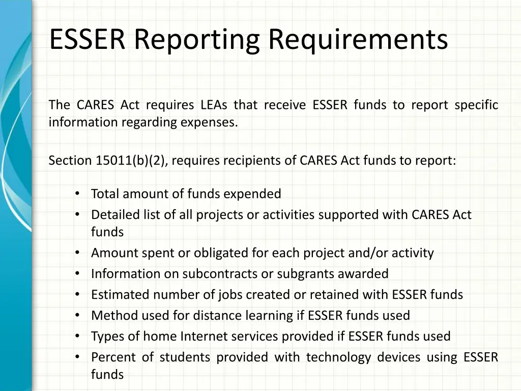 esser reporting requirements