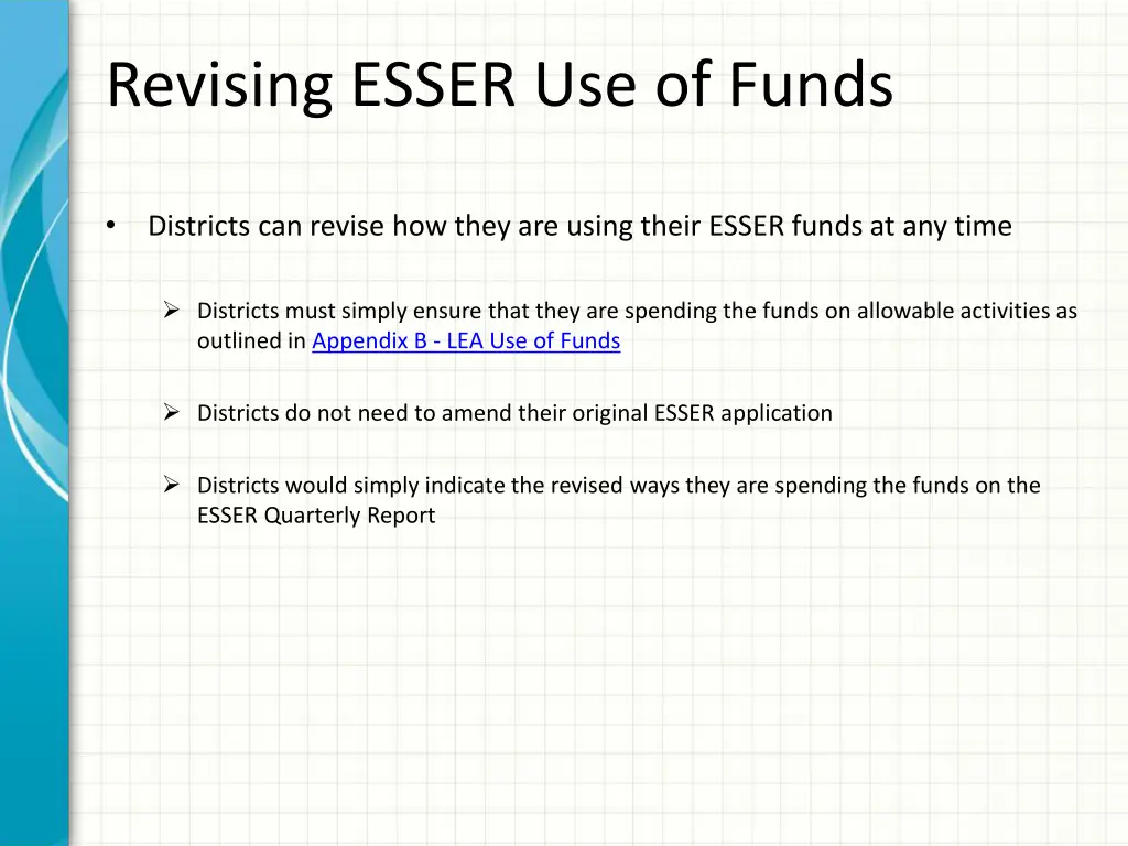 revising esser use of funds