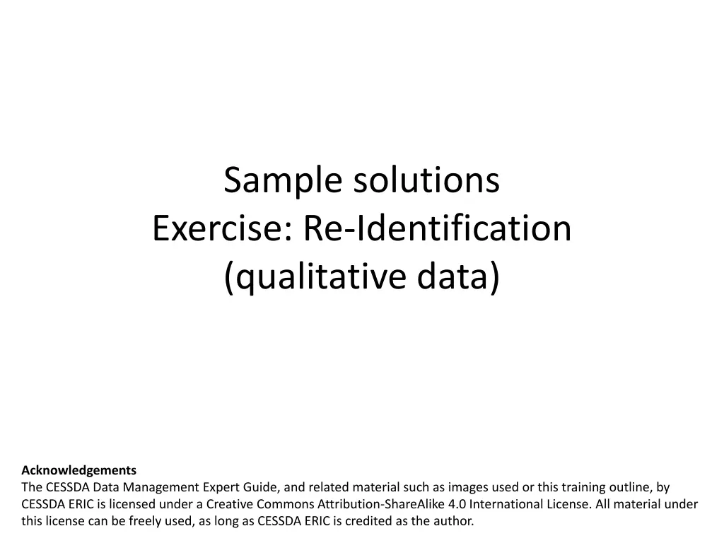 sample solutions exercise re identification