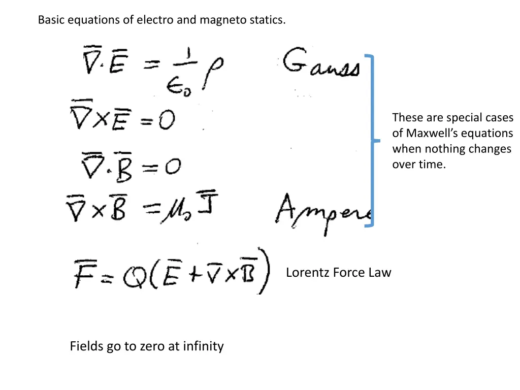 basic equations of electro and magneto statics