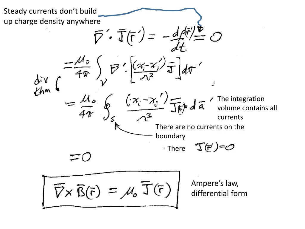steady currents don t build up charge density