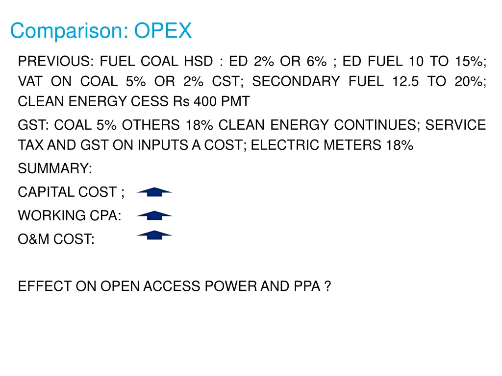 comparison opex