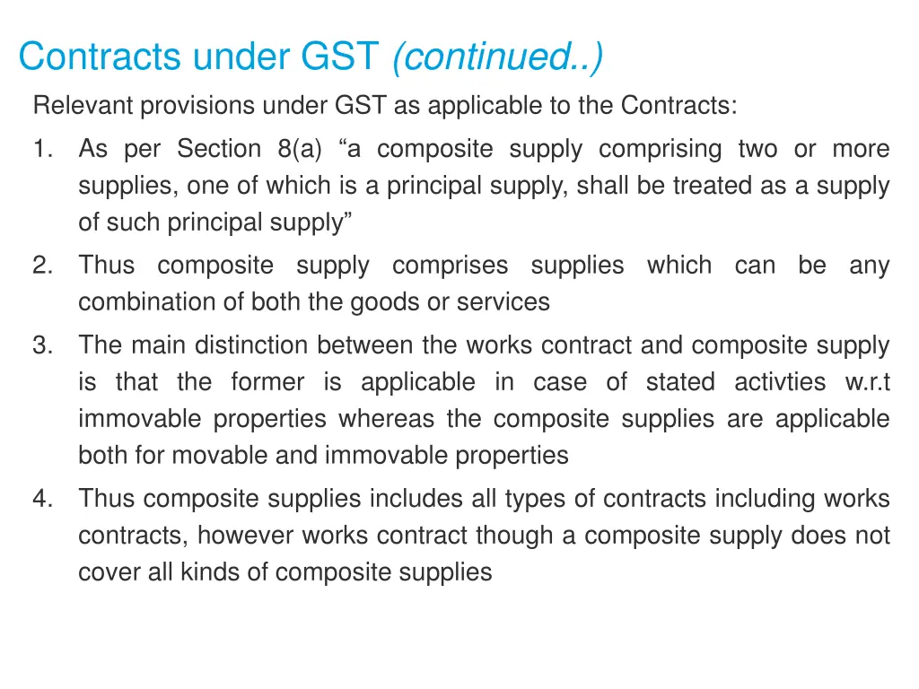 contracts under gst continued