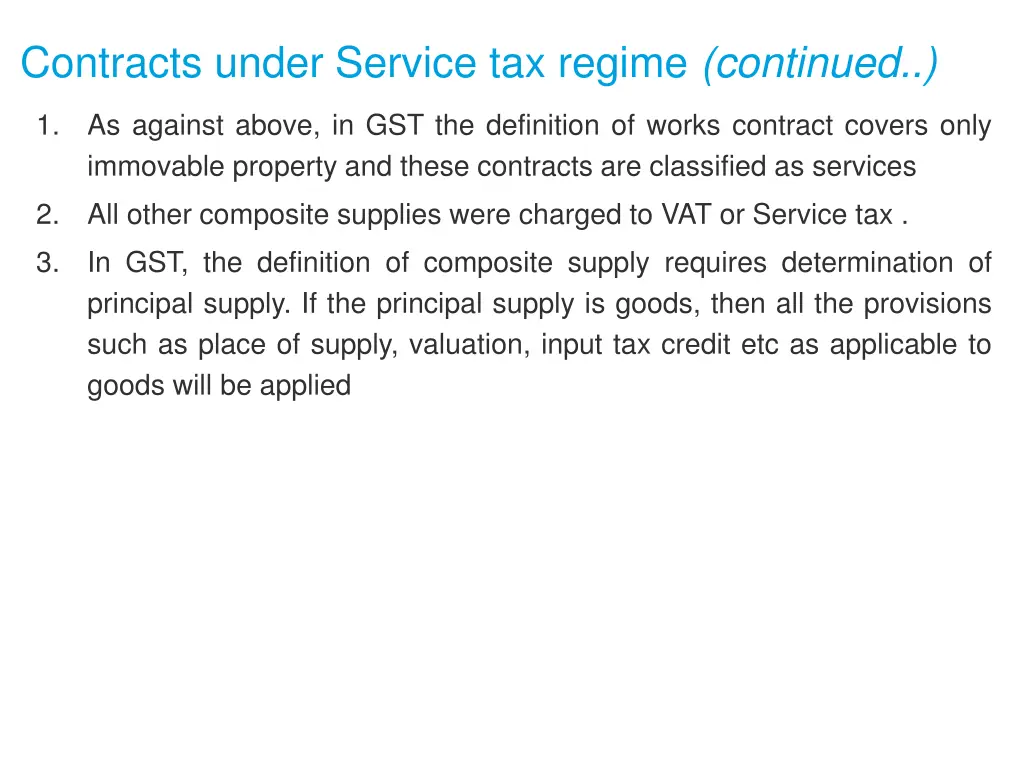 contracts under service tax regime continued
