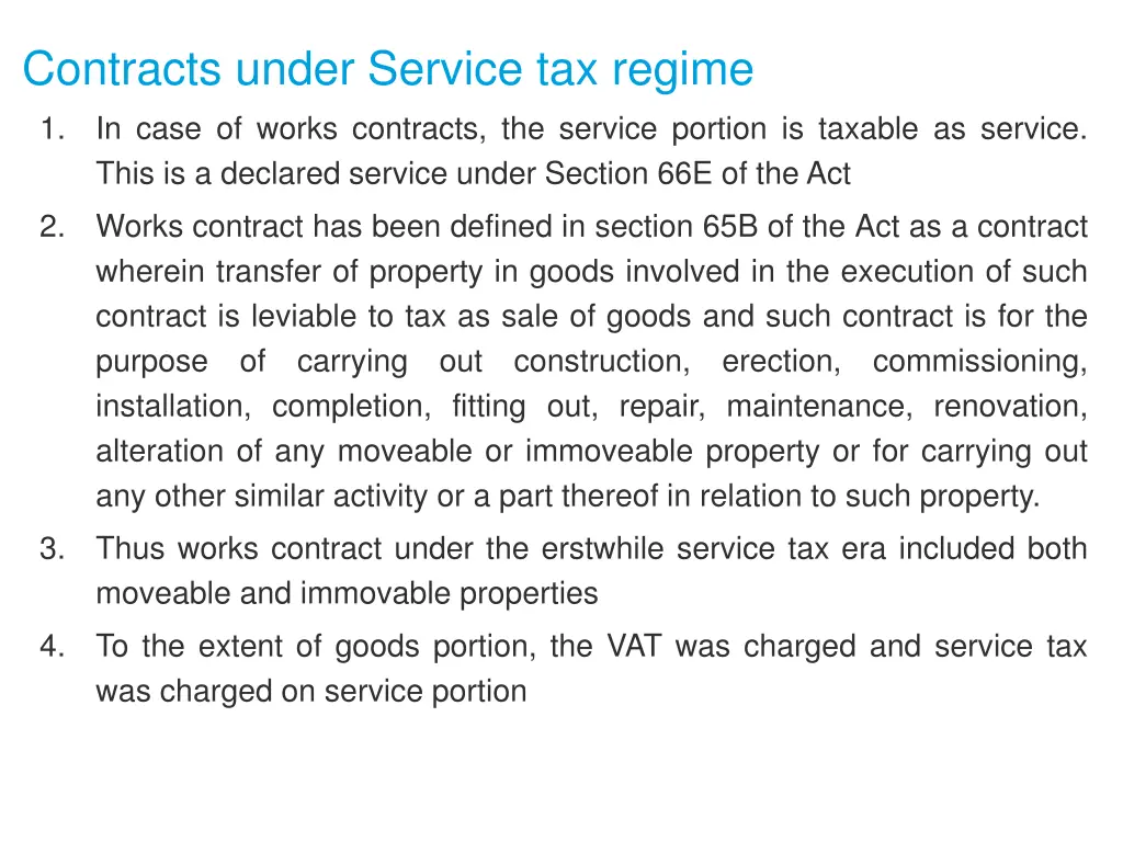 contracts under service tax regime