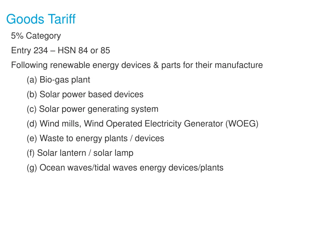 goods tariff