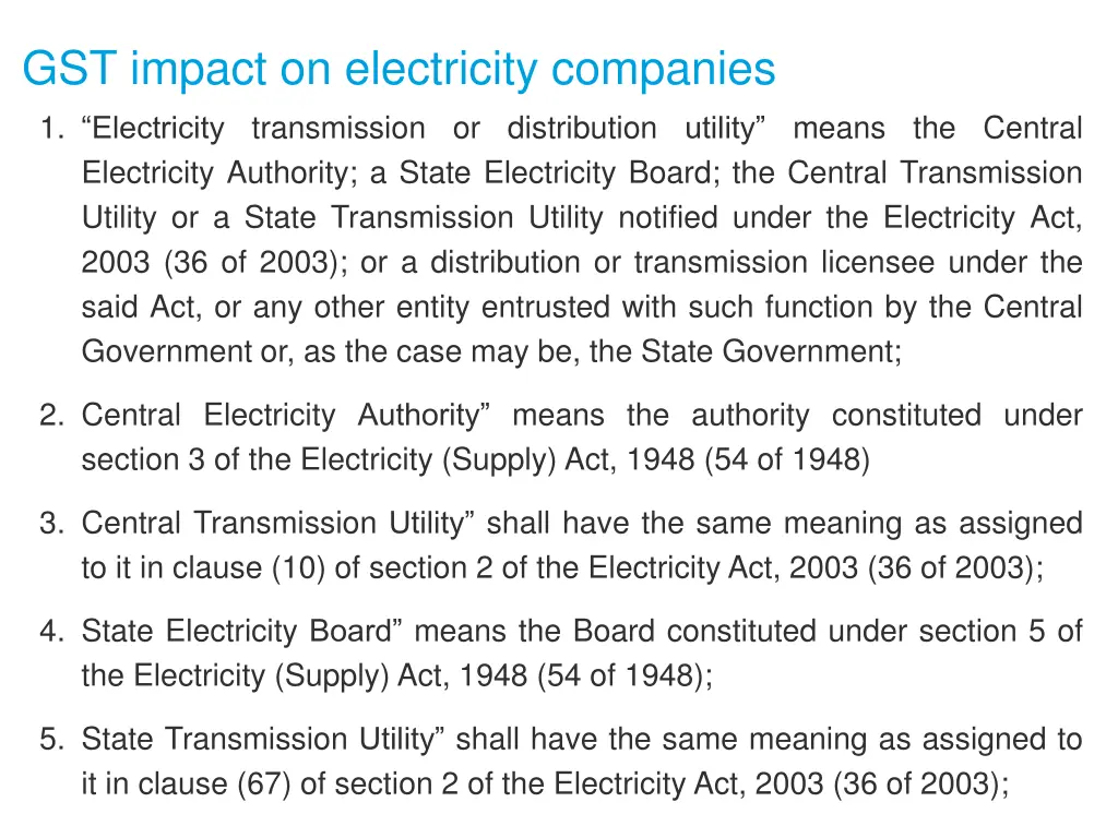 gst impact on electricity companies 1