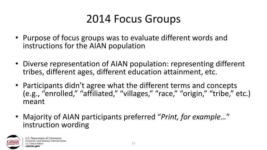 2014 focus groups