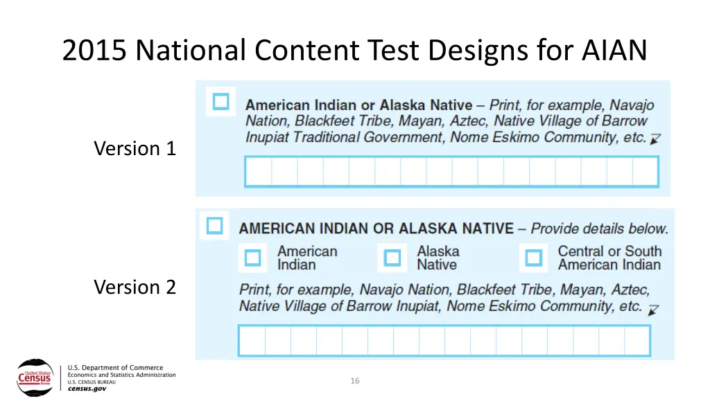 2015 national content test designs for aian