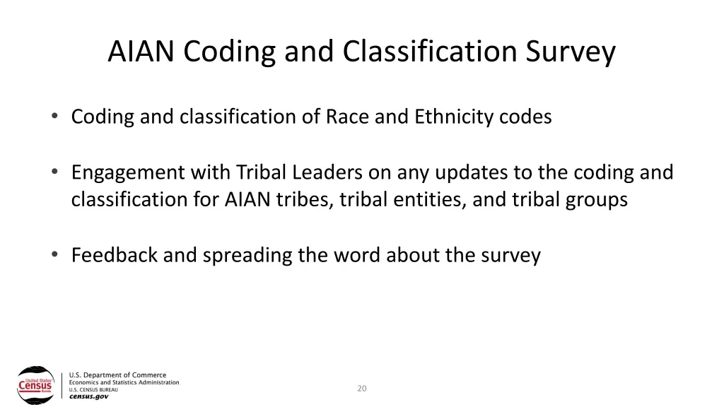 aian coding and classification survey