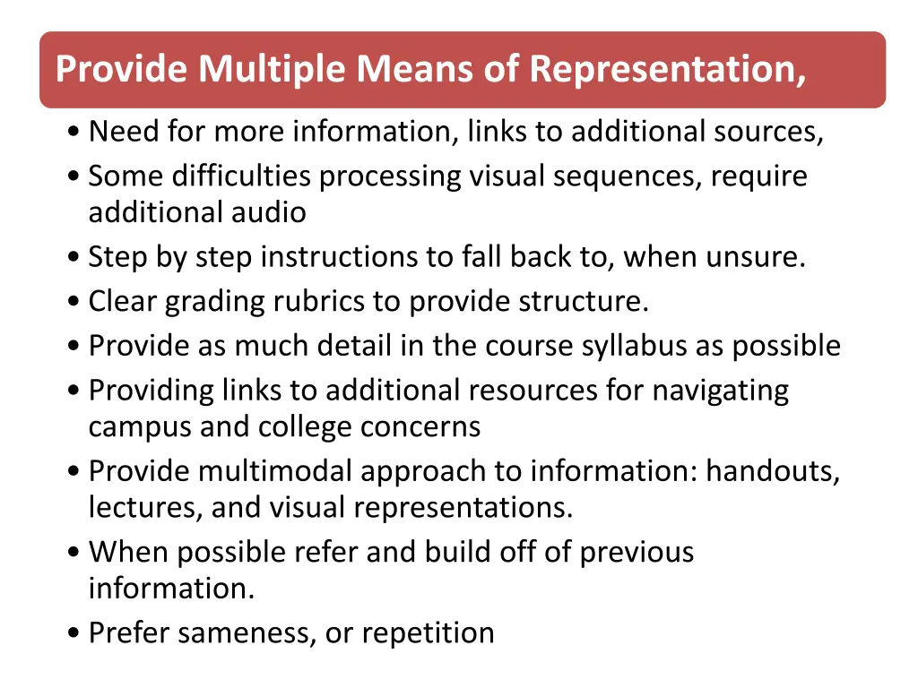 provide multiple means of representation