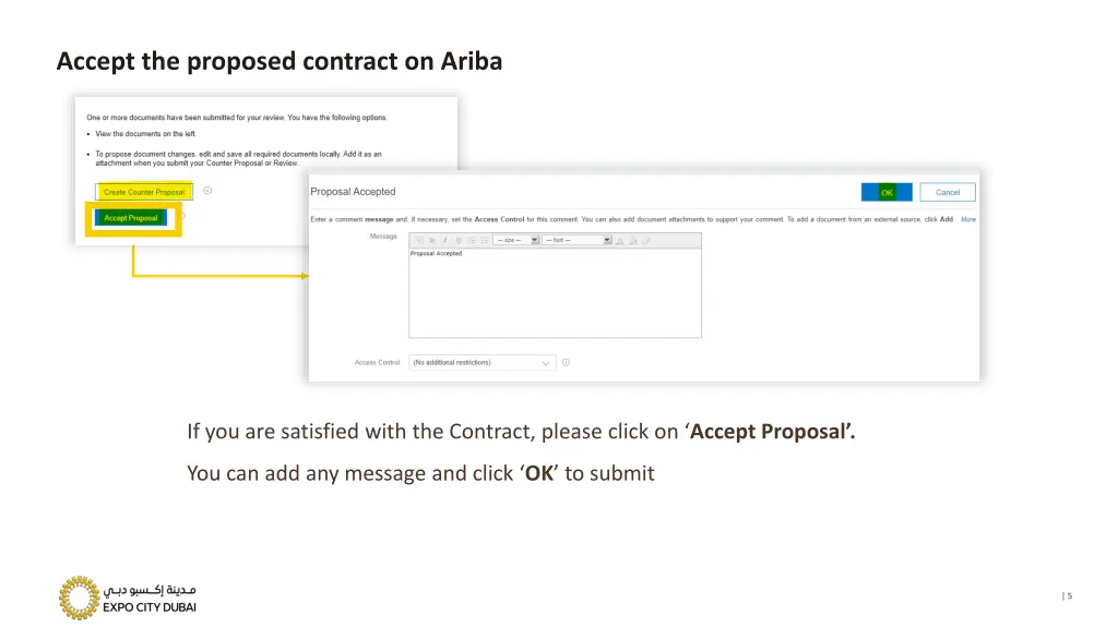 accept the proposed contract on ariba