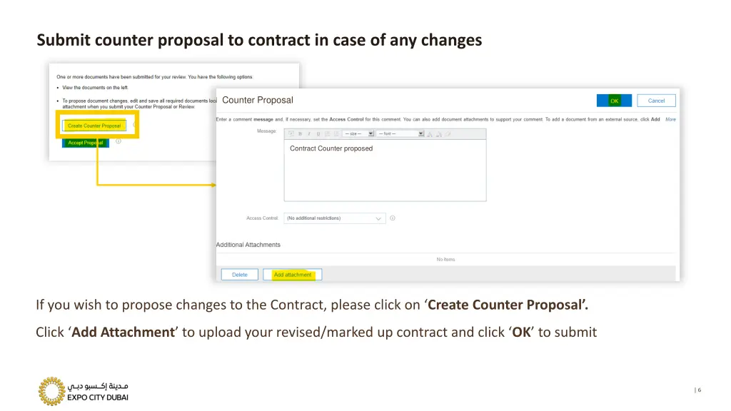 submit counter proposal to contract in case