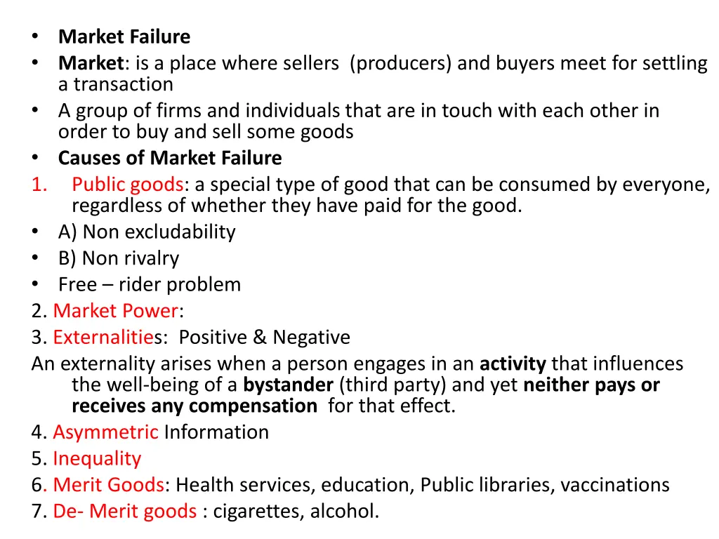 market failure market is a place where sellers
