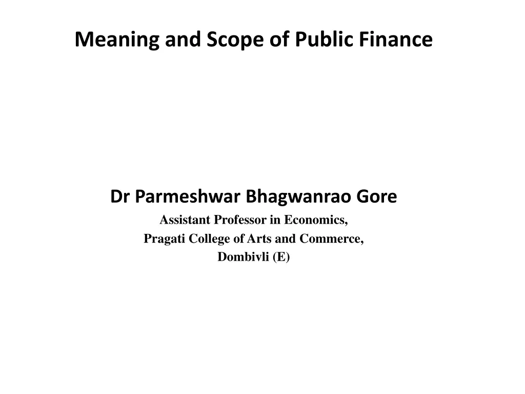 meaning and scope of public finance