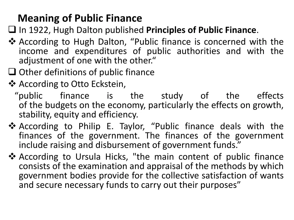 meaning of public finance in 1922 hugh dalton