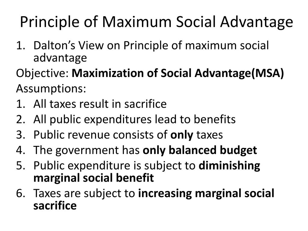 principle of maximum social advantage