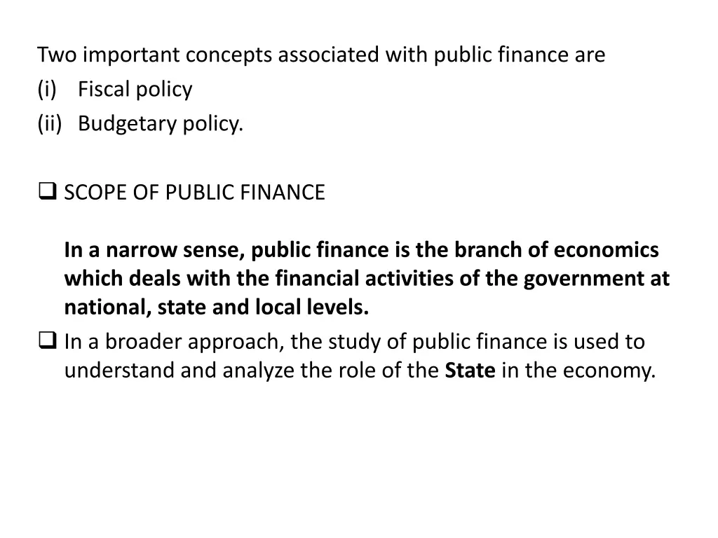 two important concepts associated with public