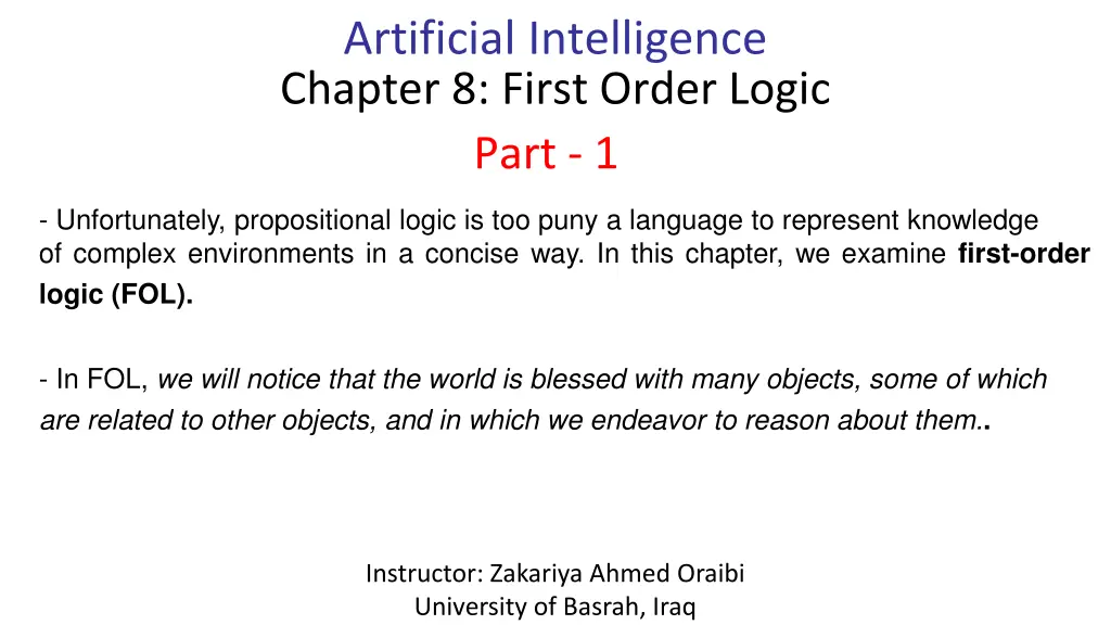 artificial intelligence chapter 8 first order