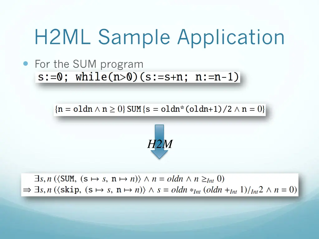 h2ml sample application