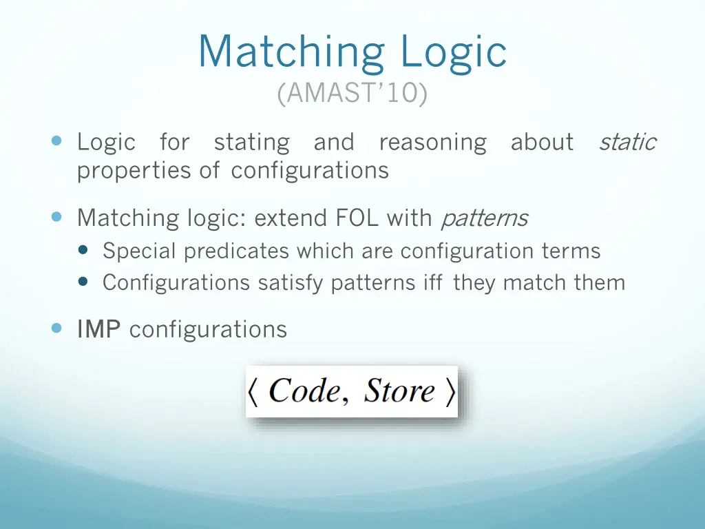matching logic amast 10