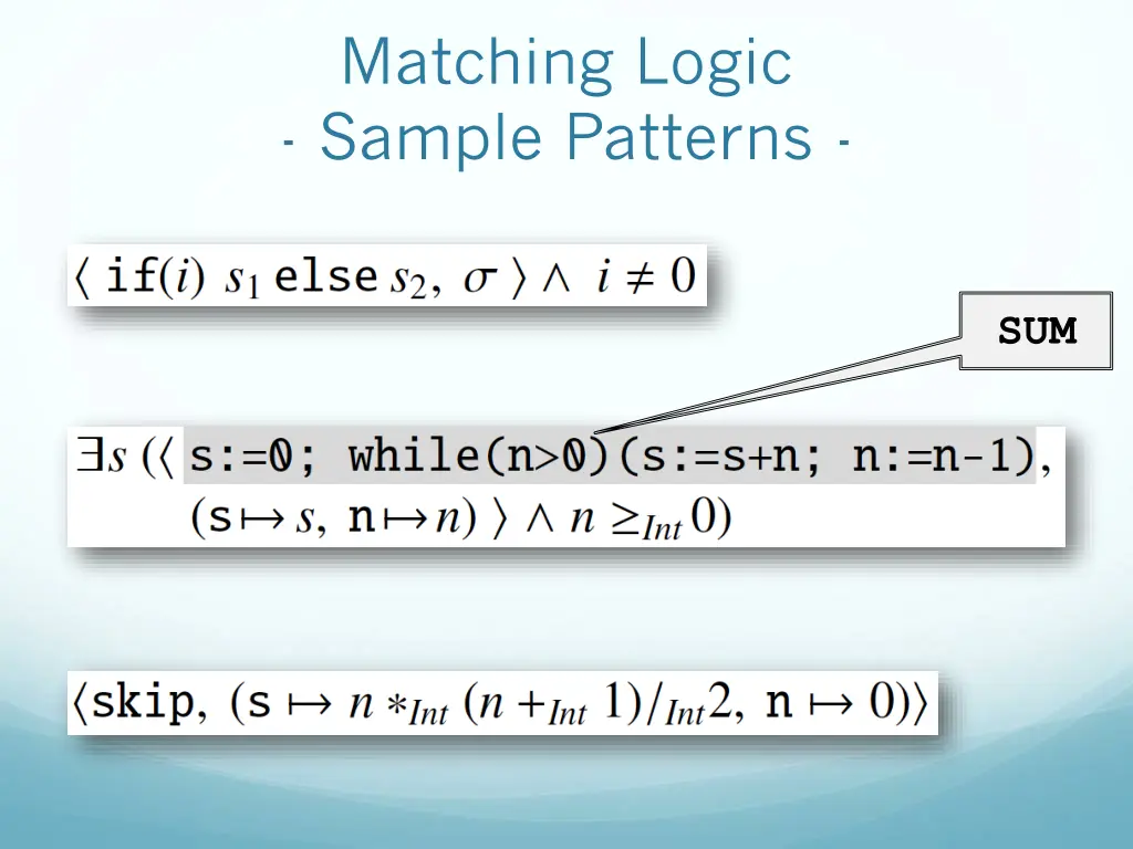 matching logic sample patterns