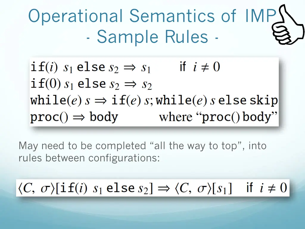 operational semantics of imp sample rules