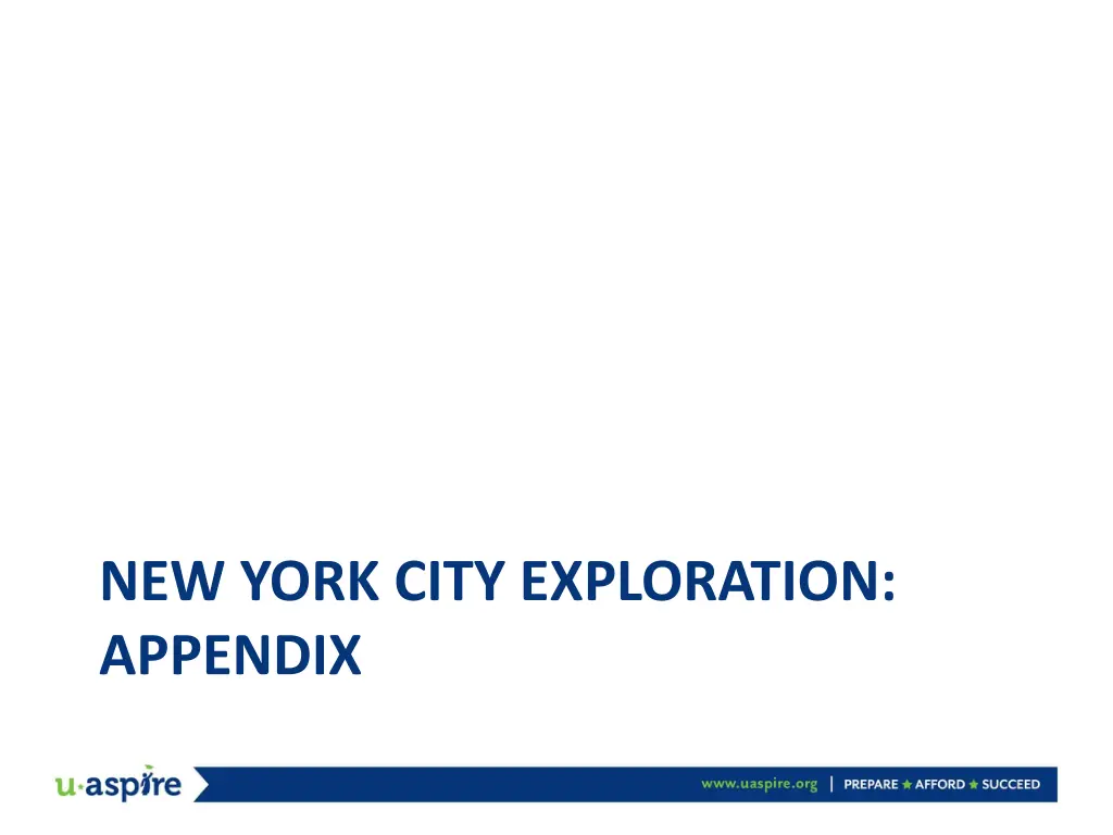 new york city exploration appendix