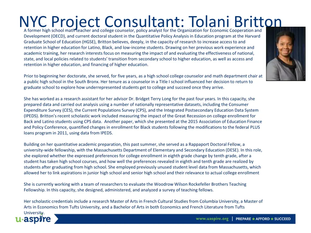nyc project consultant tolani britton a former