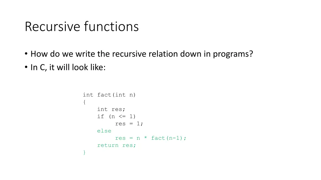 recursive functions 2