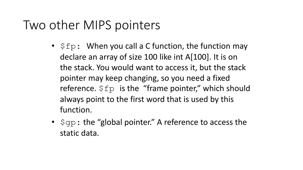 two other mips pointers