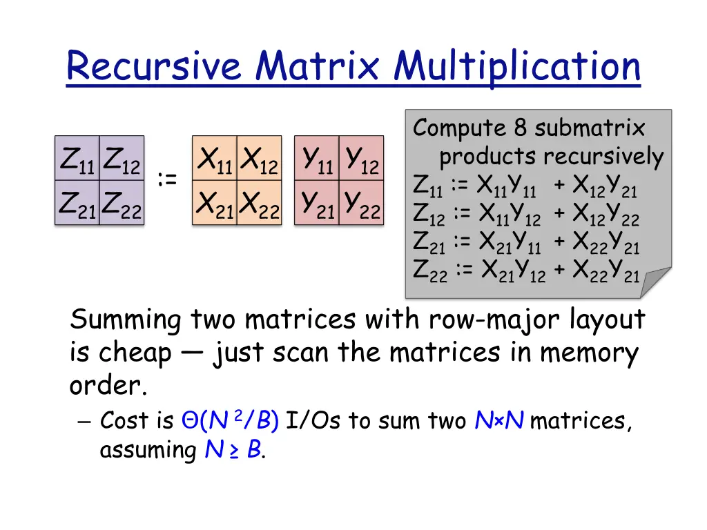 recursive matrix multiplication