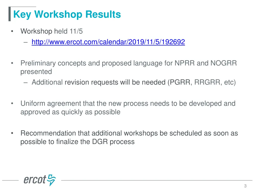 key workshop results