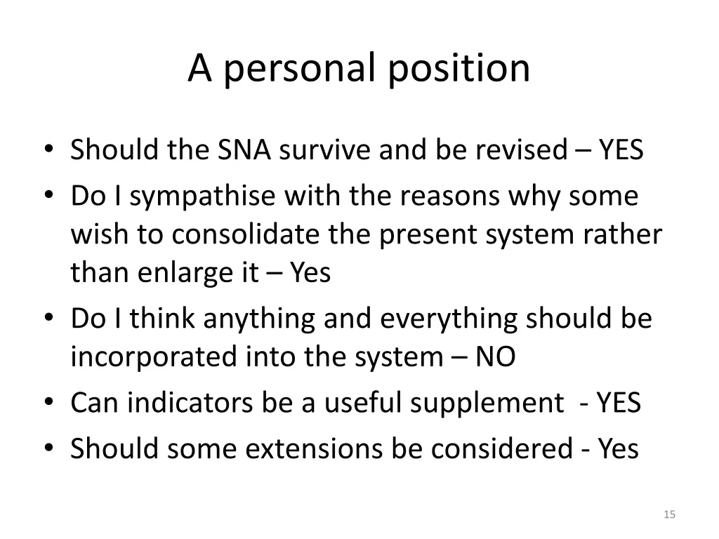 a personal position