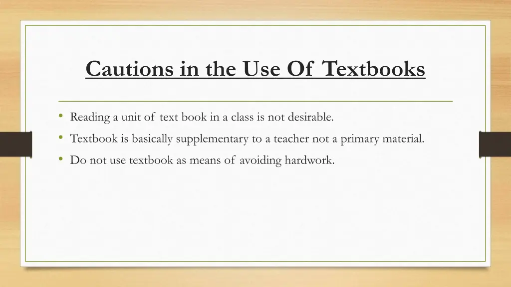 cautions in the use of textbooks