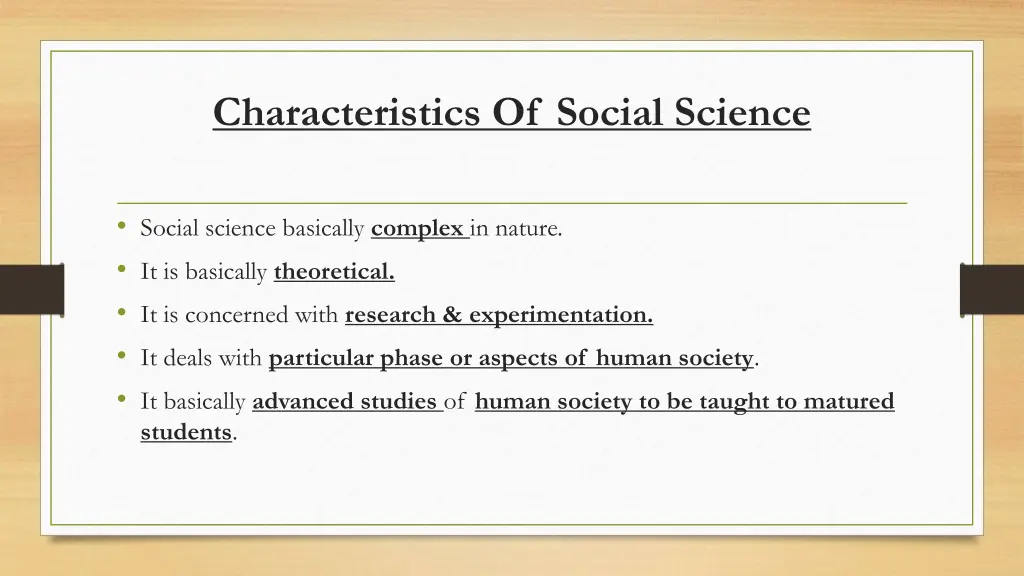 characteristics of social science