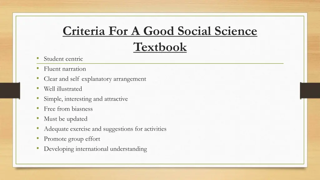 criteria for a good social science textbook
