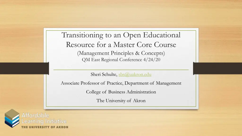 transitioning to an open educational resource