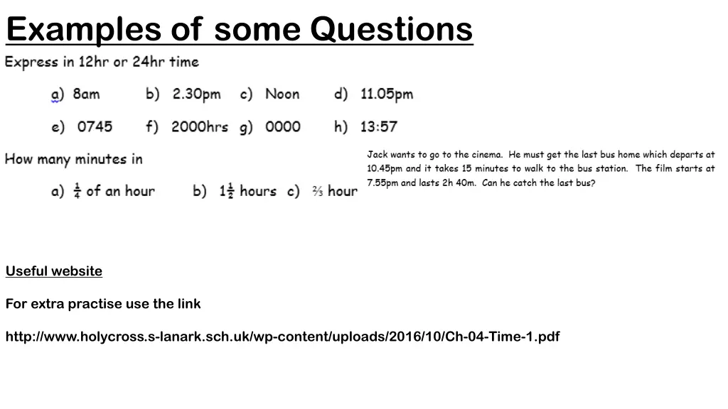 examples of some questions 2