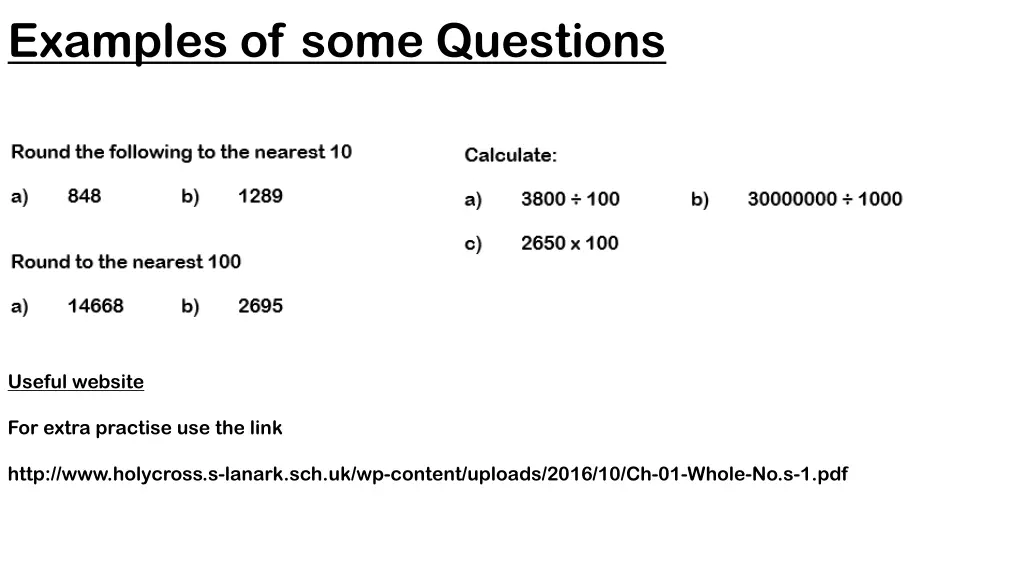examples of some questions