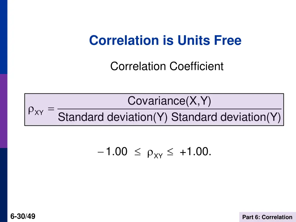 correlation is units free