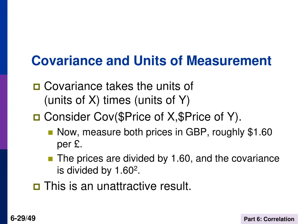 covariance and units of measurement