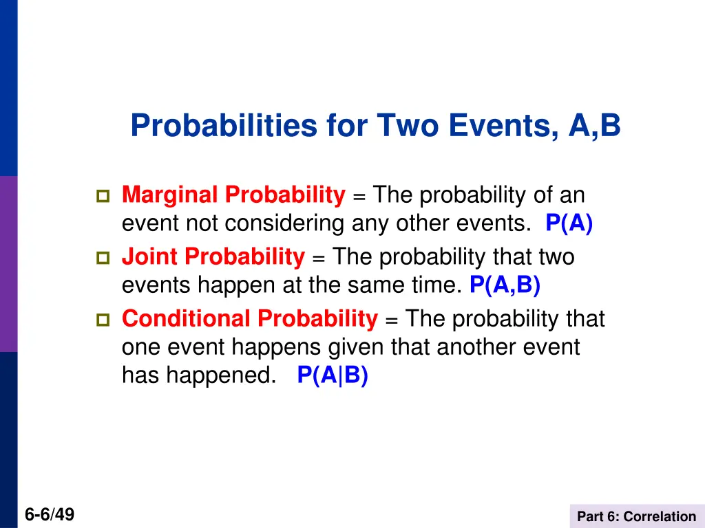 probabilities for two events a b