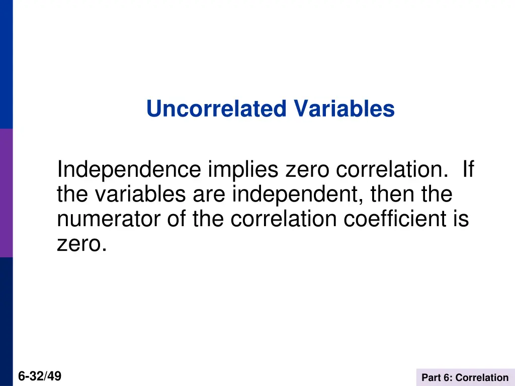 uncorrelated variables