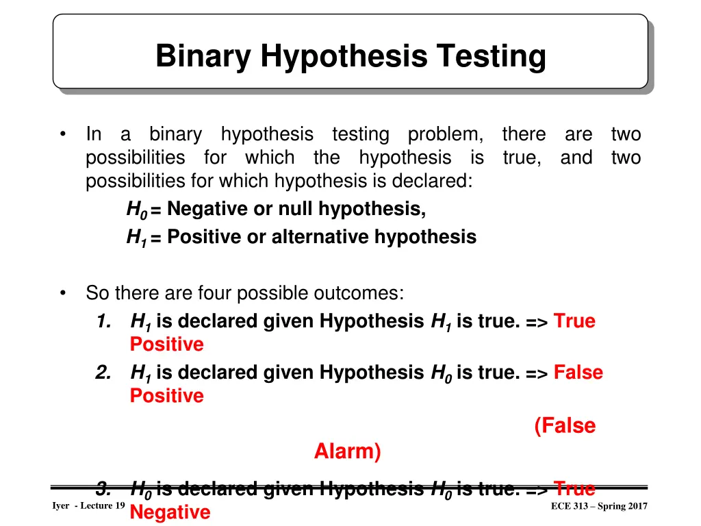 binary hypothesis testing 1